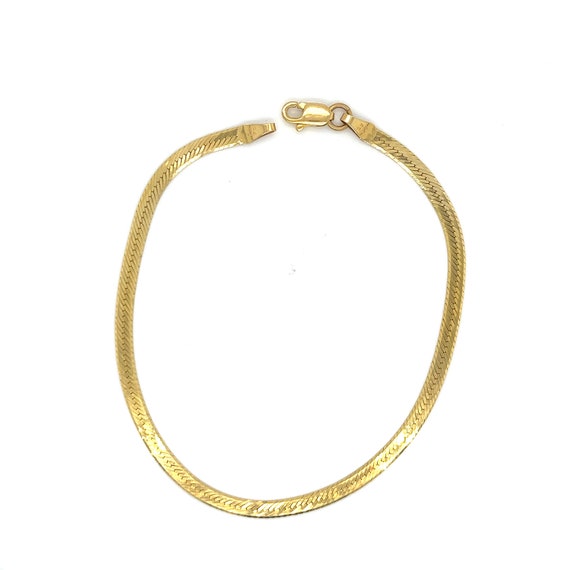 Vintage 14k yellow gold herringbone chain bracelet - image 1