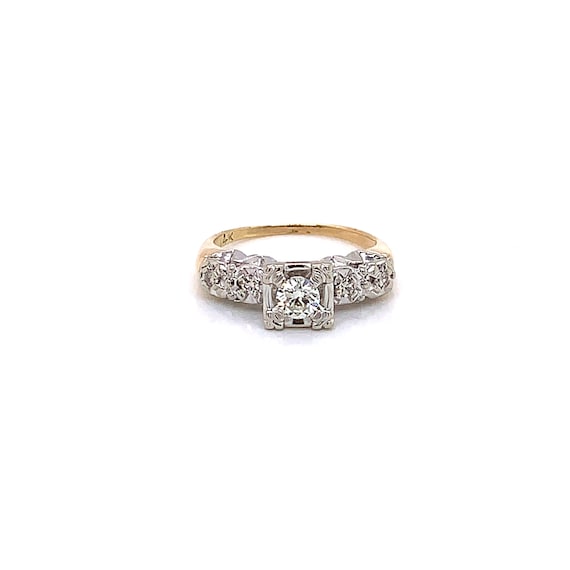 Vintage 1950's 14k 2 tone diamond engagement ring 