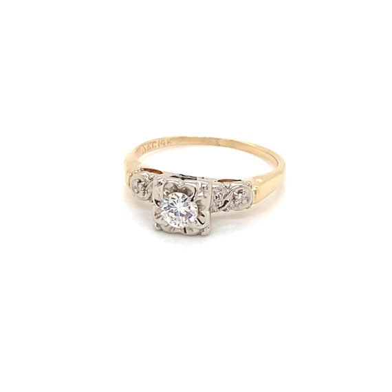 Vintage 1940's 14k two tone gold Art Deco diamond… - image 3