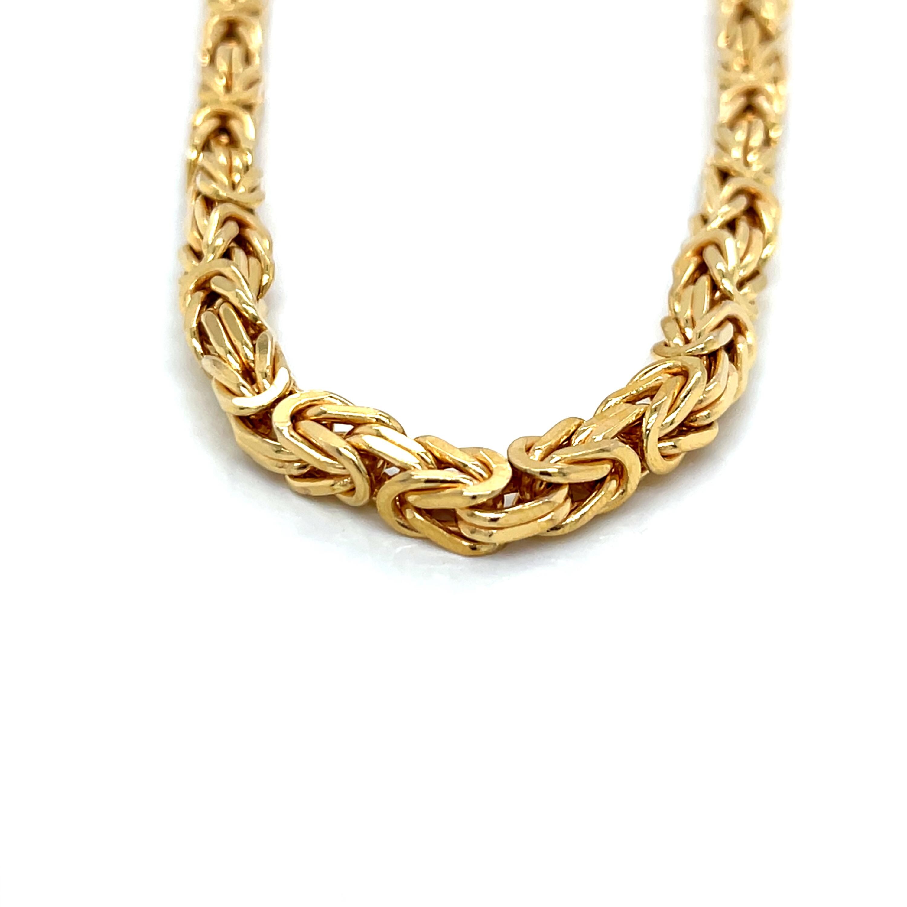 Vintage 14k Yellow Gold Italian Made Heavy Square Byzantine Link