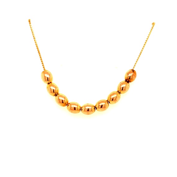 Vintage 14K Yellow Gold 9 Oval Bead Necklace - image 2