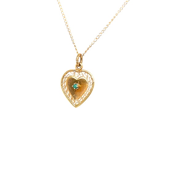 Vintage 14K Yellow Gold Heart Shape Charm with Tu… - image 3
