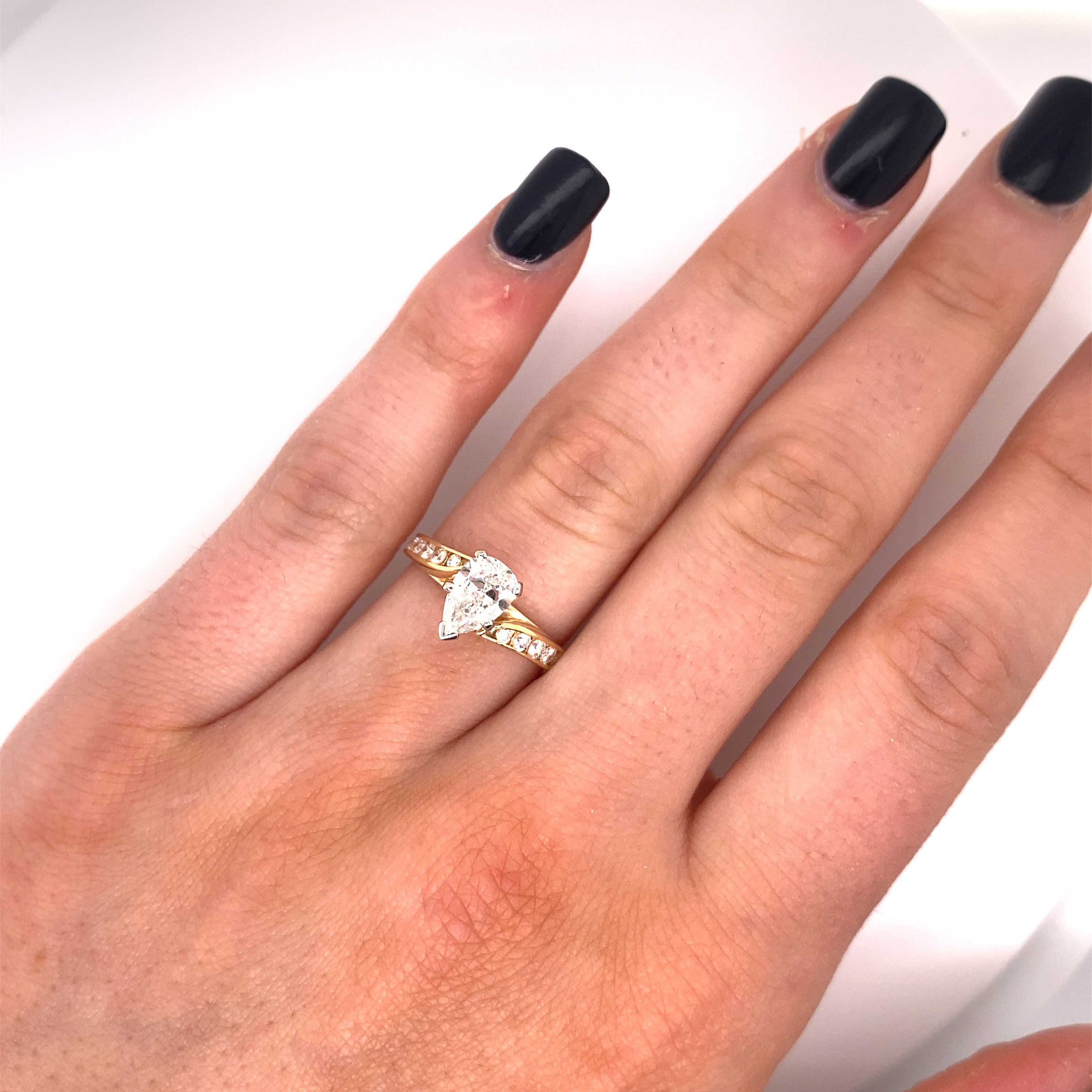 Vintage 1990s 14k Yellow Gold Pear Shape Diamond Engagement - Etsy Sweden