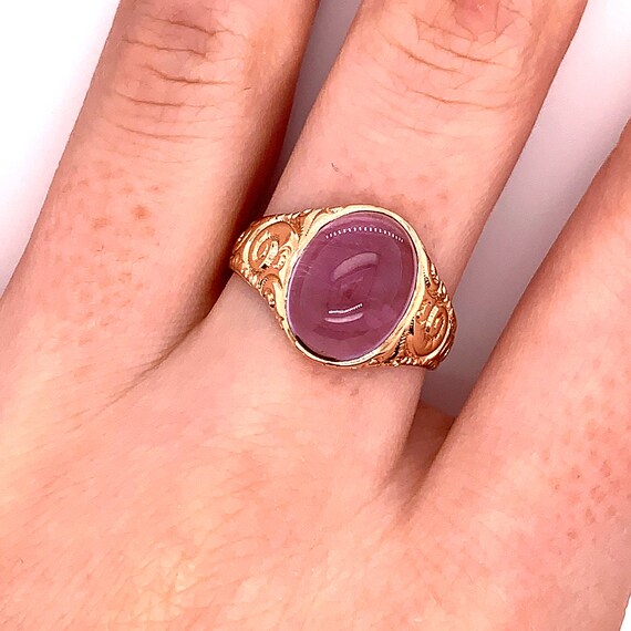 Vintage 1940's 10k yellow gold oval purple stone … - image 7