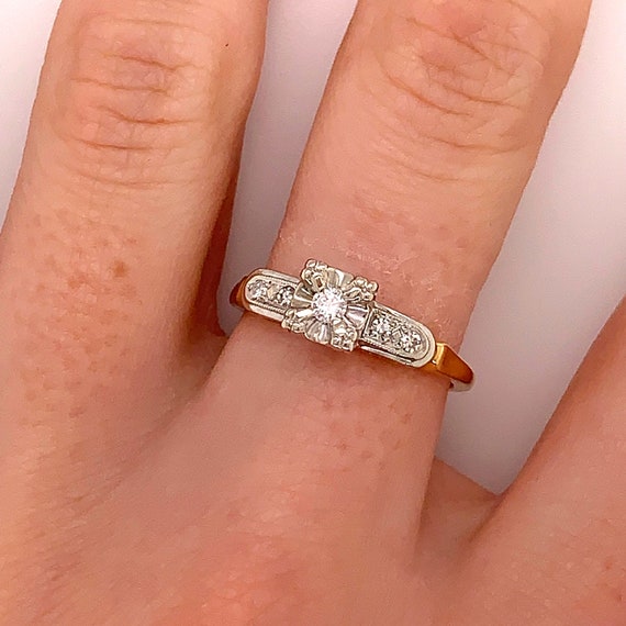 Buy 1940s Vintage 14k Gold Diamond Sweetheart Ring Size 6.5 Antique  Engagement Wedding Jewelry Online in India - Etsy