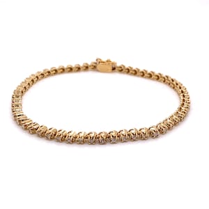 Vintage 14k yellow gold diamond tennis bracelet .75ct