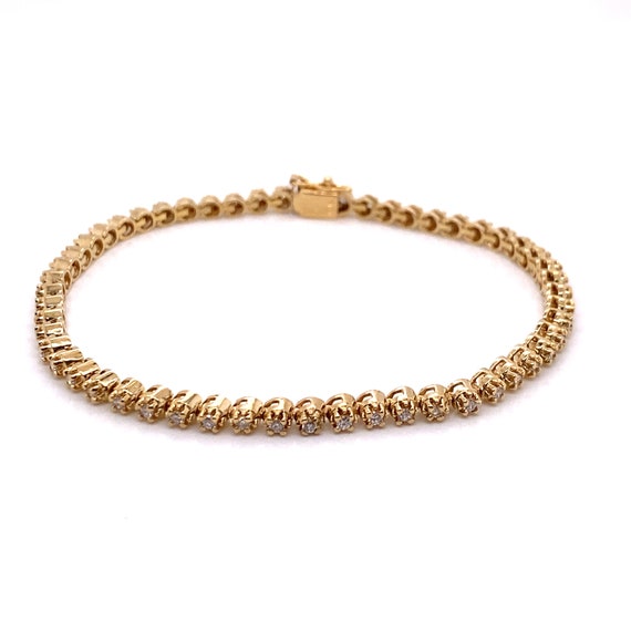 Vintage 14k yellow gold diamond tennis bracelet .75ct