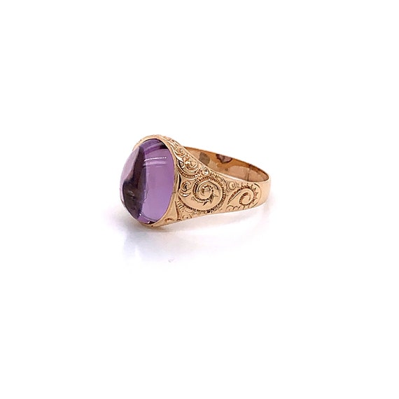 Vintage 1940's 10k yellow gold oval purple stone … - image 3