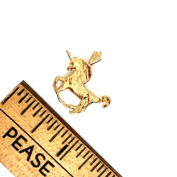 Vintage 14k yellow gold unicorn charm pendant - image 2