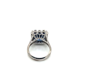 Vintage 1950's Square 10k White Gold Blue Stone Ring - Etsy