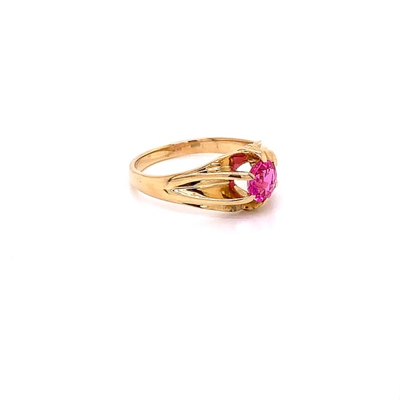 Vintage 1940's 14k yellow gold round pink stone s… - image 8