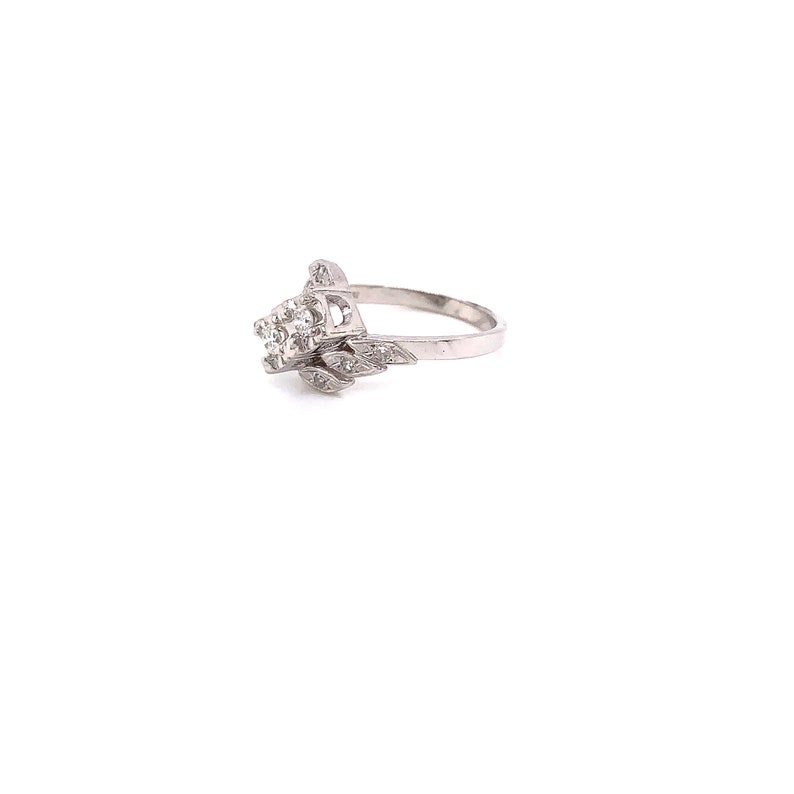 Vintage 1950's 14k White Gold Diamond Bypass Setting - Etsy