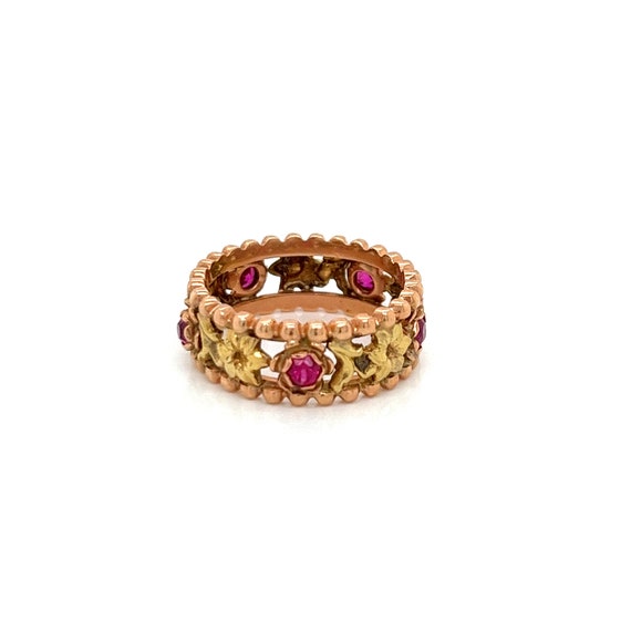 Vintage 1950's 14K Rose Gold and Green Gold Ruby … - image 2