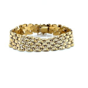 Vintage 14k Yellow Gold Wide Panther Link Bracelet