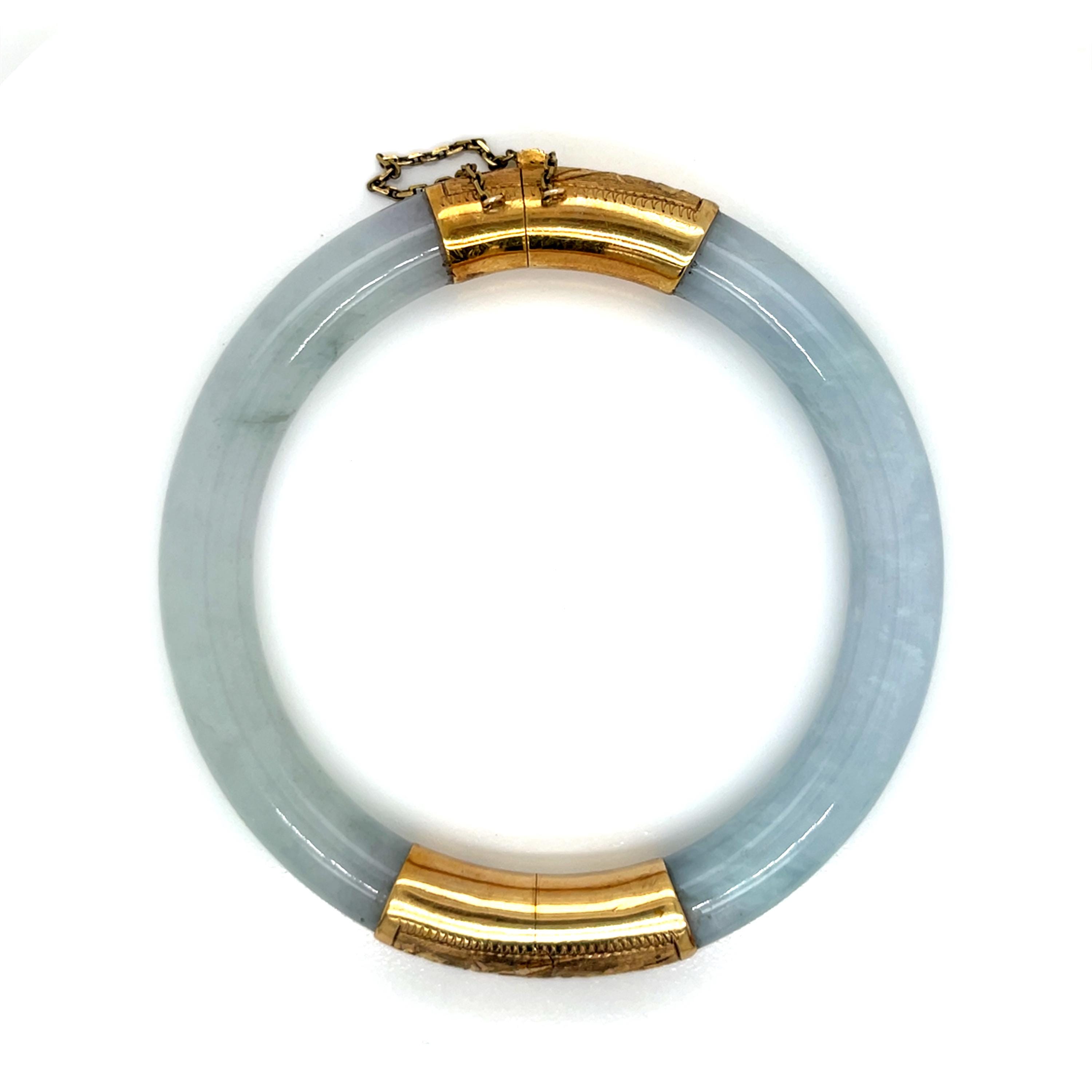 ブレスレット 14K バングル ヴィンテージ イエローゴールド 翡翠 通販