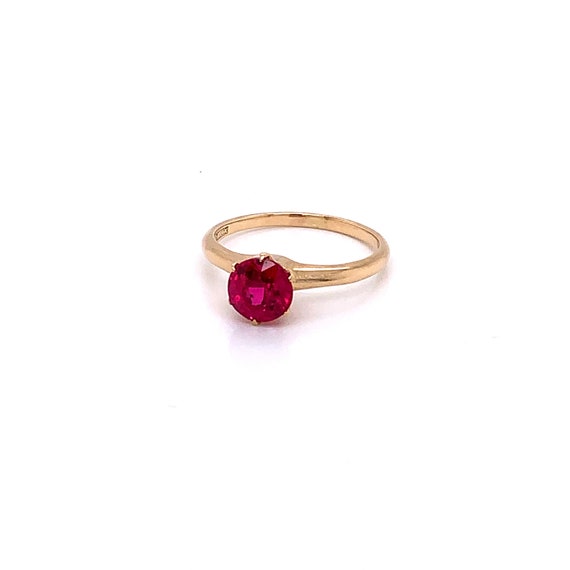 Vintage 1940's 10k yellow gold round ruby red sto… - image 2