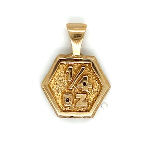 Vintage 14k Yellow Gold 1/4 oz Hexagon Bar Charm Pendant