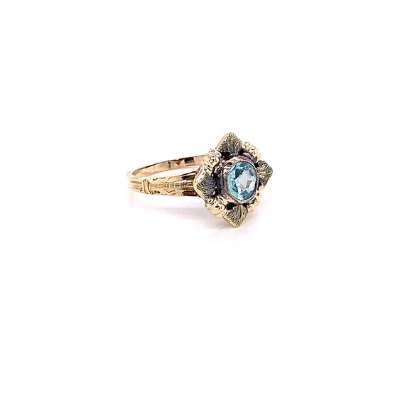 Vintage 1940's 10k yellow gold light blue stone s… - image 7