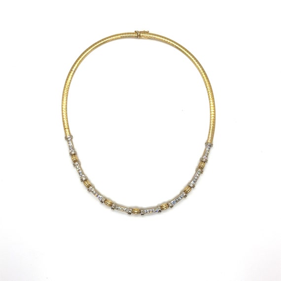 Vintage 14k Yellow Gold Diamond Omega Choker Neck… - image 2