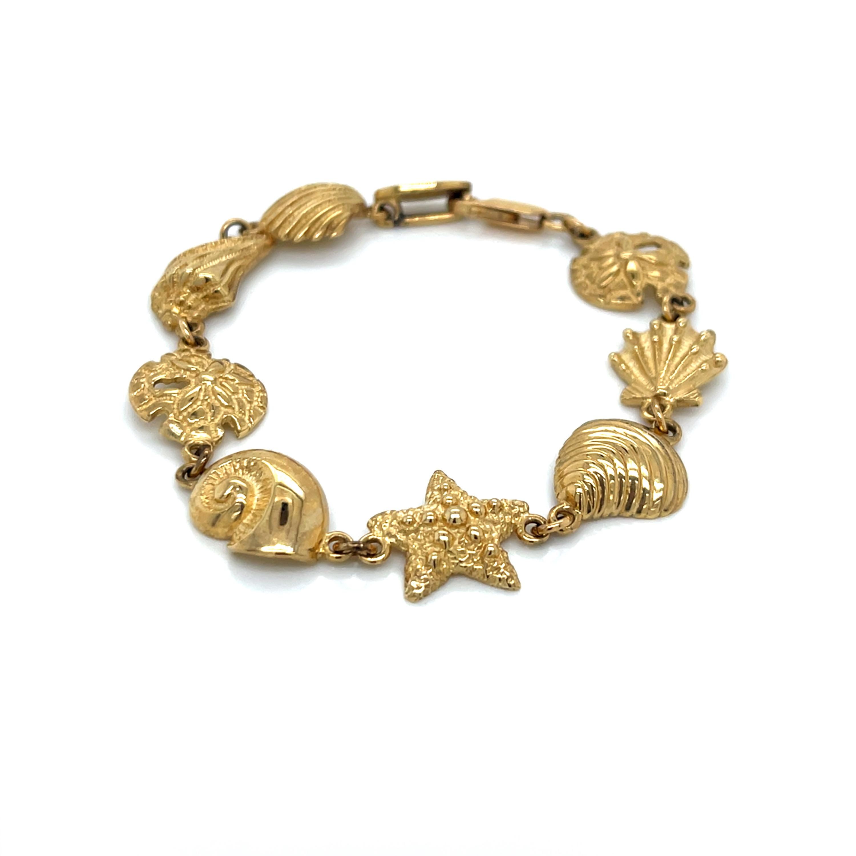 Vintage 14k Yellow Gold Seashell Bracelet - Etsy