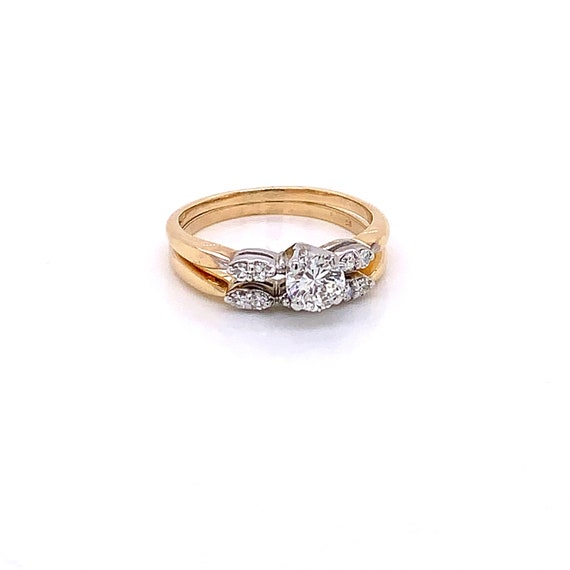 Vintage 1950's 14k 2 tone diamond engagement ring… - image 5