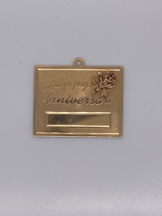 Vintage 14k yellow gold happy anniversary charm