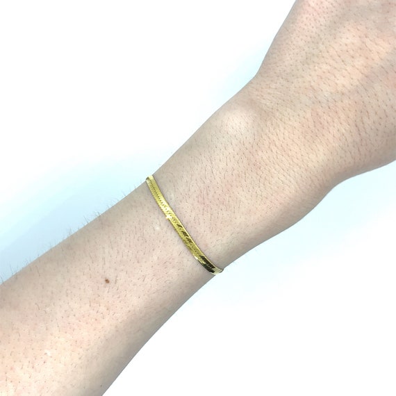 Vintage 14k yellow gold herringbone chain bracelet - image 5