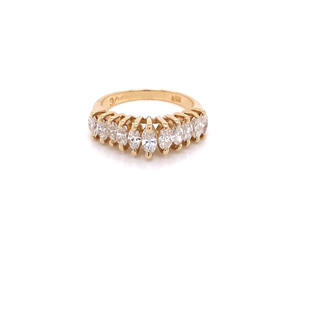Vintage 14k Yellow Gold 11 Diamond Marquise Wedding Band 1.08ct - Etsy