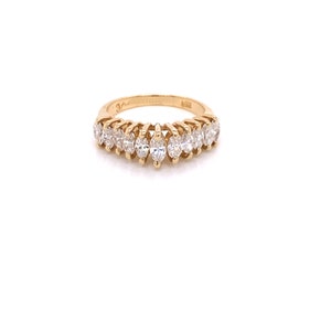 Vintage 14k yellow gold 11 diamond marquise wedding band 1.08ct