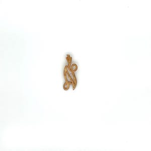 Vintage Yellow Gold Diamond Cut Script Initial &quot;N&quot; Initial Charm Pendant