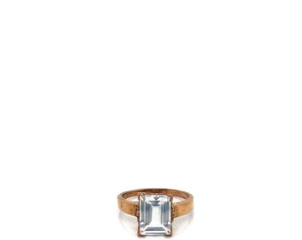 Vintage 1940's 10k yellow gold diamond like stone statement ring