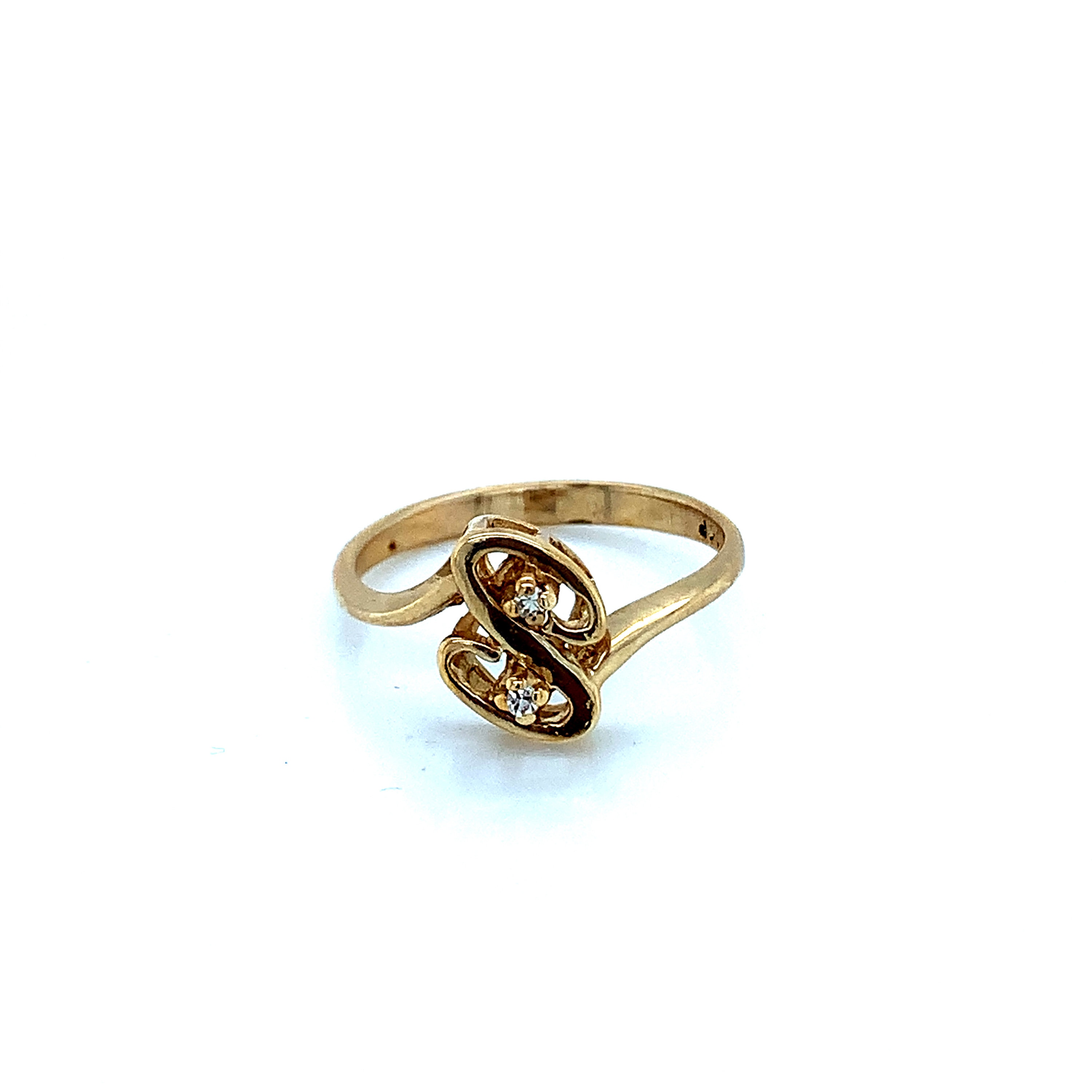 Yellow Gold Diamond Accent Initial S Open Ring - Size 5.5