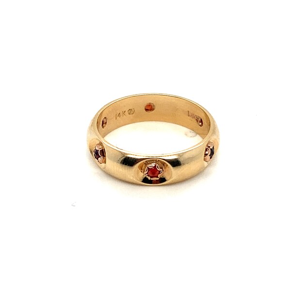 Fascia vintage in oro giallo 14K con granati distanziati intorno