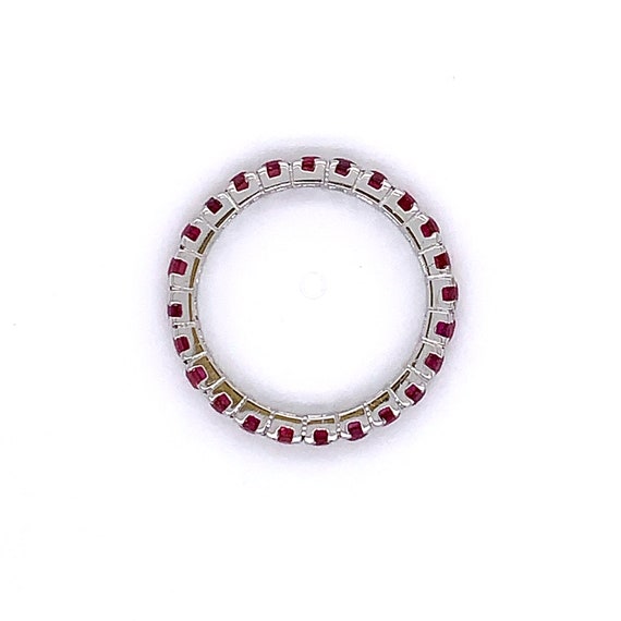 Vintage 1990's 18k white gold ruby eternity band … - image 6