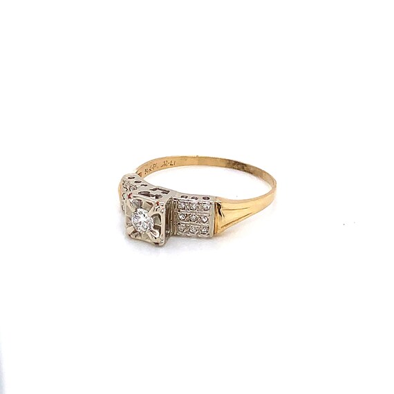 Vintage 1940s Transitional Cut Diamond Ring .15ct - image 3