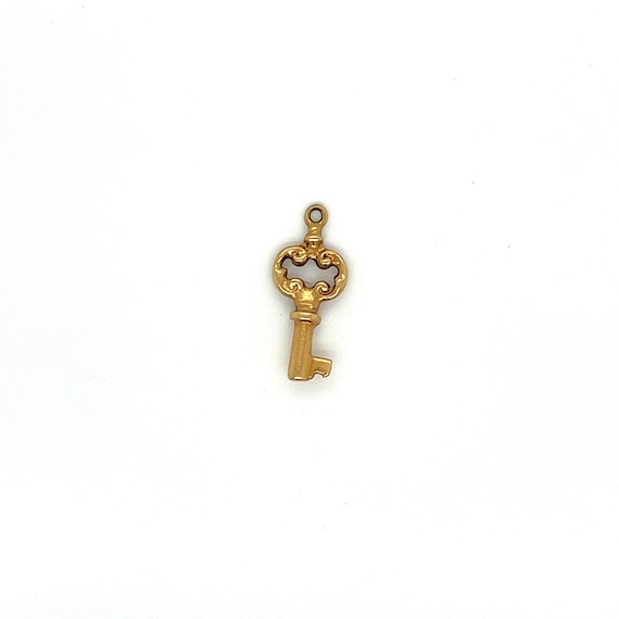 Vintage 14k yellow gold Key charm - image 2