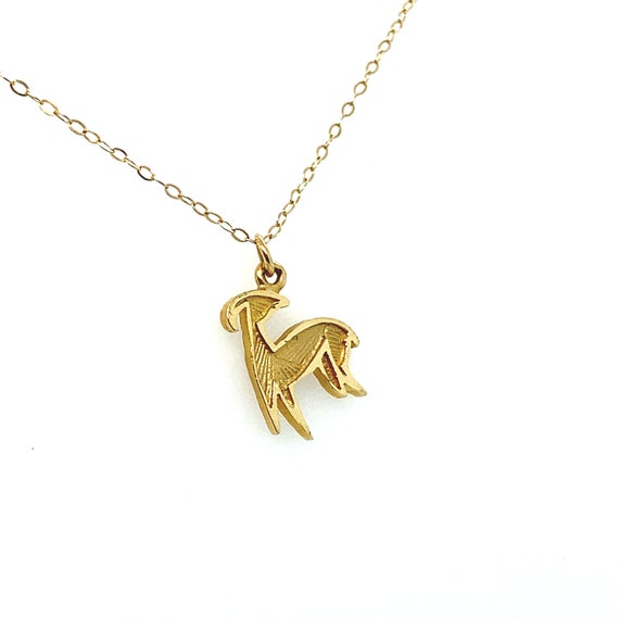Vintage 14k yellow gold Aries charm necklace - image 2