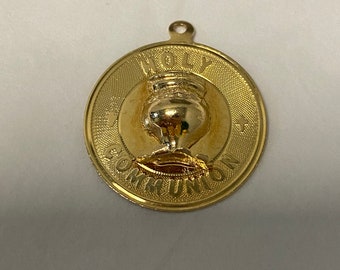 Amuleto vintage de la Primera Comunión en oro amarillo de 14k