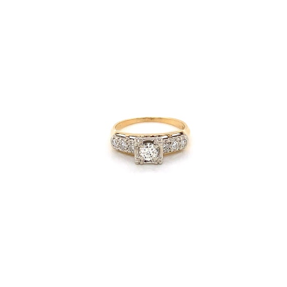 Vintage 1950's 14k 2 tone diamond engagement ring 