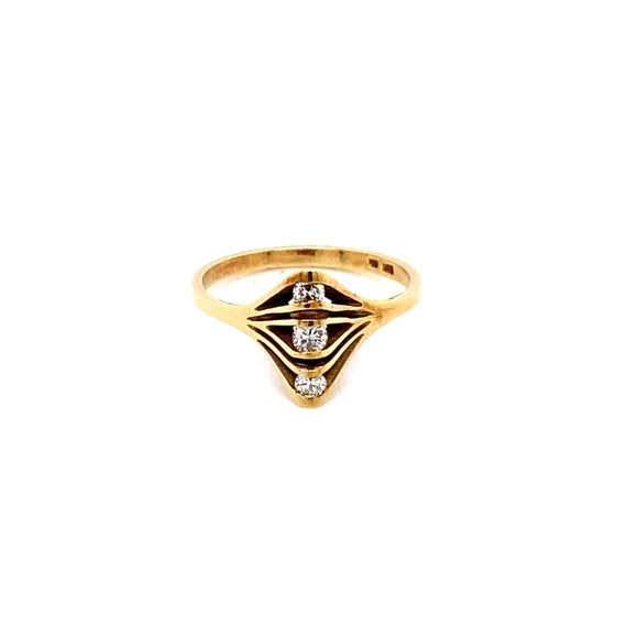 Vintage 1980's 14k yellow gold diamond statement … - image 1