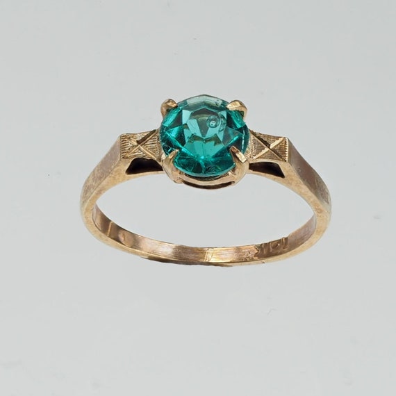 Vintage 1940s 10k oro piedra verde Etsy México