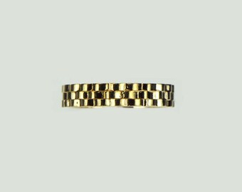 Vintage 1940s 14k Yellow Gold Ridge Design Stackable Band