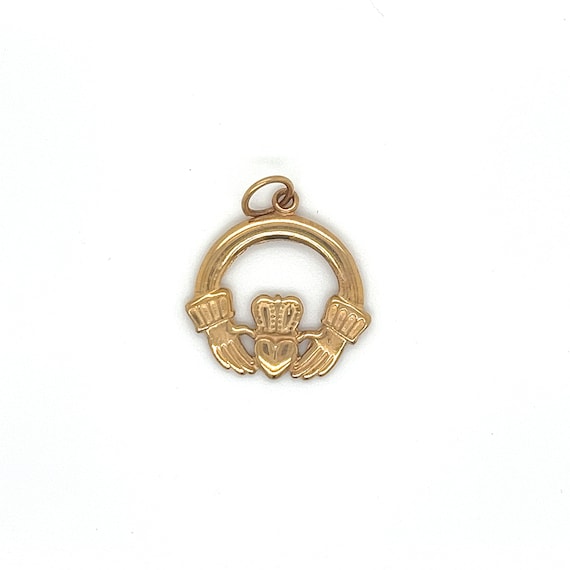 Vintage 14k Yellow Gold Claddagh Charm