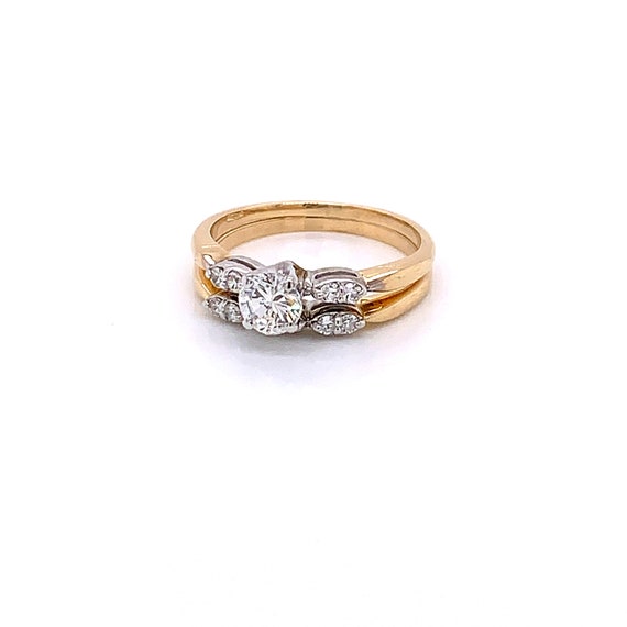 Vintage 1950's 14k 2 tone diamond engagement ring… - image 2