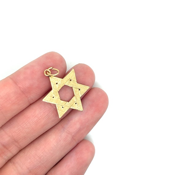 Vintage 14k yellow gold Brushed Finish Star of Da… - image 3