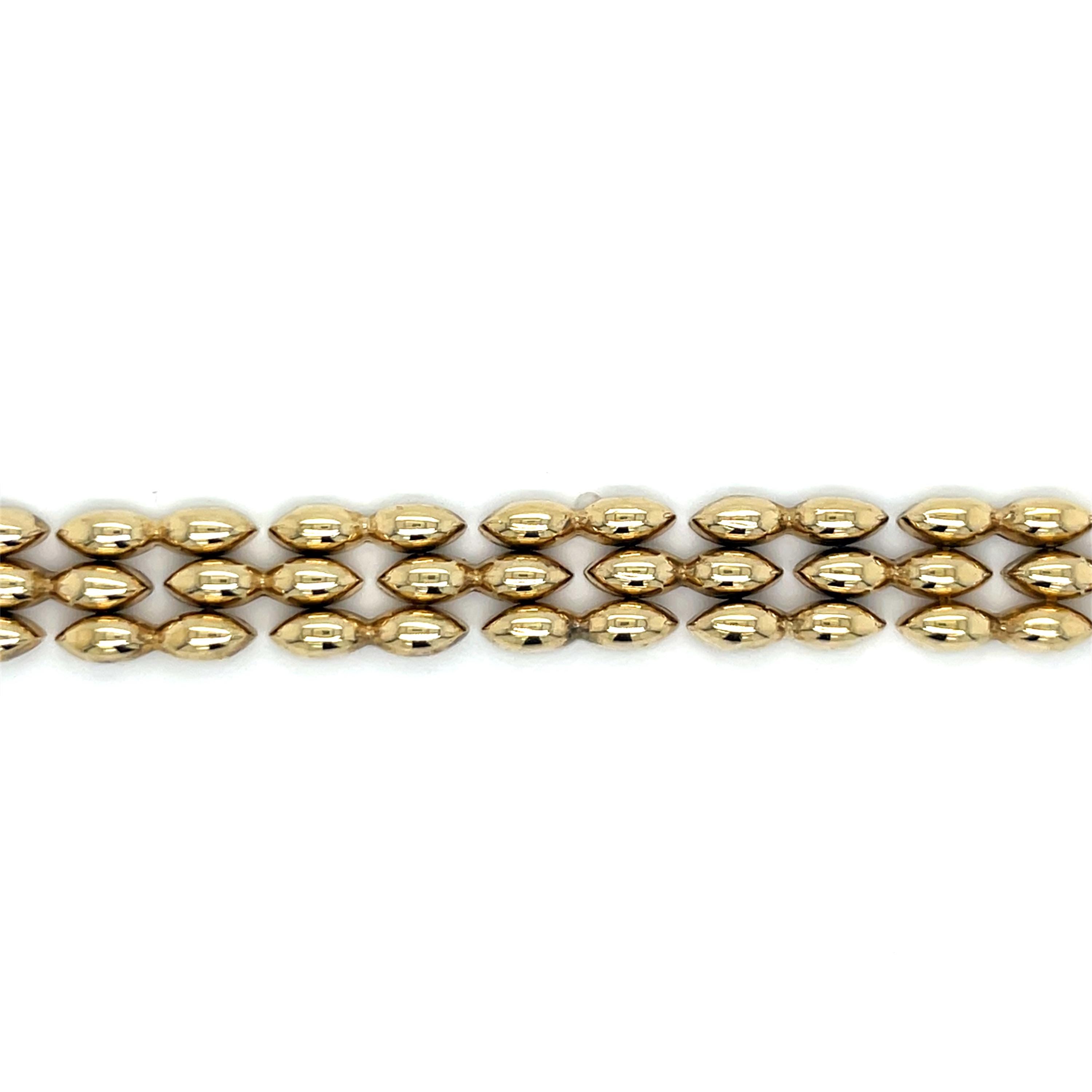 ヴィンテージ 14K イエローゴールド 3連ワイドリンクブレスレット 