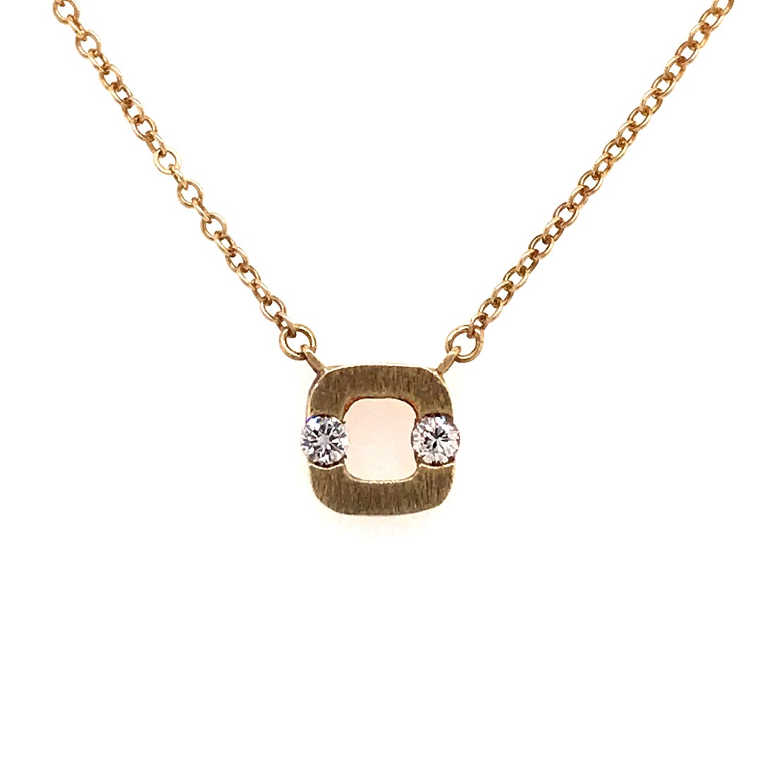 Vintage 1980's 14k Yellow Gold Modern Necklace With 2