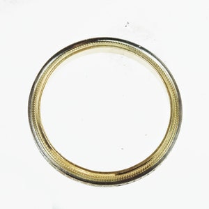 Vintage 1940s 2 Tone 14k Yellow Gold Milgrain Stackable Ring image 3