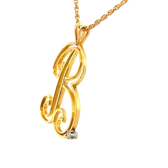 Vintage 14K Yellow Large Script Initial B Charm N… - image 4