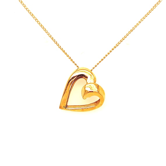 14K Yellow Gold Floating Heart Charm
